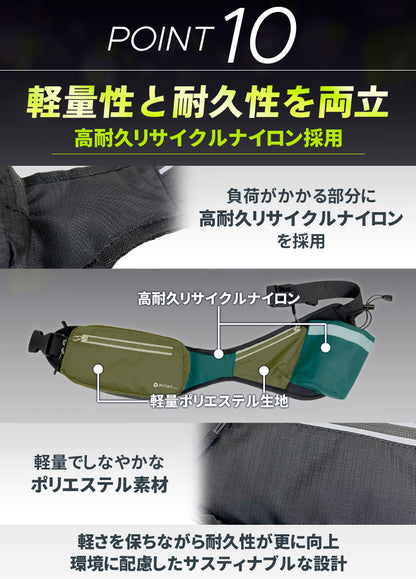 2026改良モデル PITAT PRO ランニングポーチ  揺れない 保冷機能　耐熱シート  給水ポケット ウエストバック ジョギング 　ボトルポーチ ランニング ポーチ ウエストポーチ 防水 洗濯可