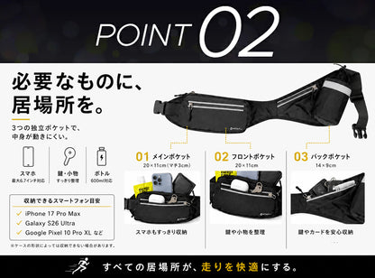 PITAT PRO ランニングポーチ  揺れない 保冷機能　耐熱シート  給水ポケット ウエストバック ジョギング 　ボトルポーチ ランニング ポーチ ウエストポーチ 防水 洗濯可　epoch running